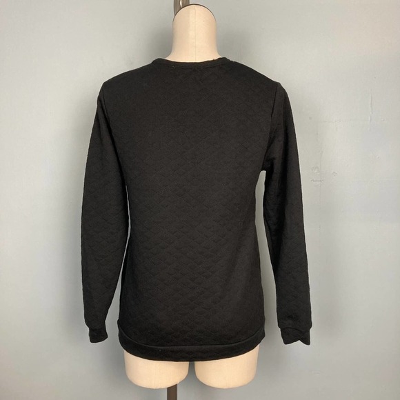 BROOME Allen Black Quilted Simple Love Life Quote Sweatshirt Juniors' Size M - Picture 4 of 12